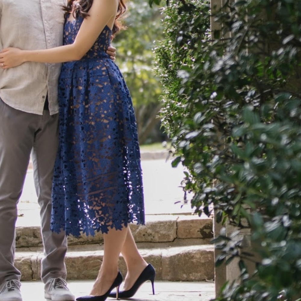 Self Portrait Azalea Midi Dress blue (size 6)